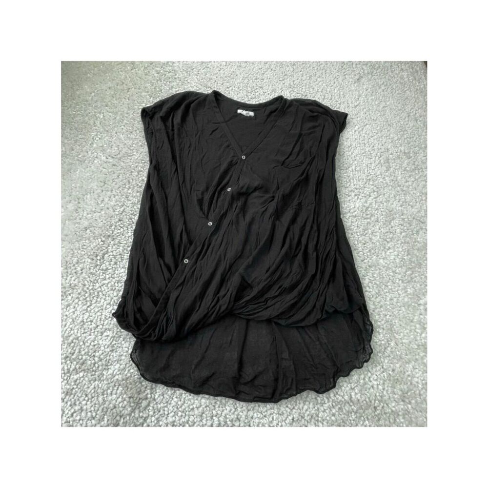 Helmut Lang Surplice Wrap Blouse Black Womens Large